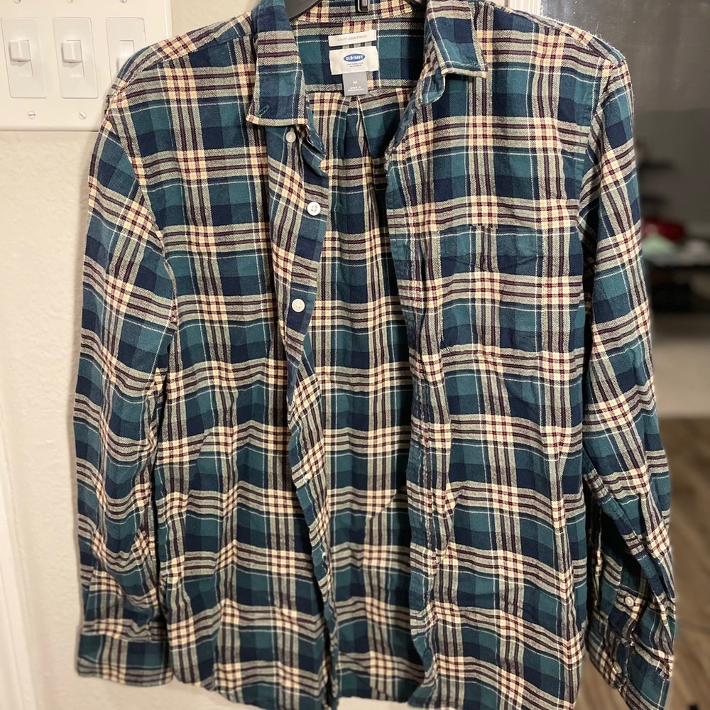 Old Navy dark green flannel